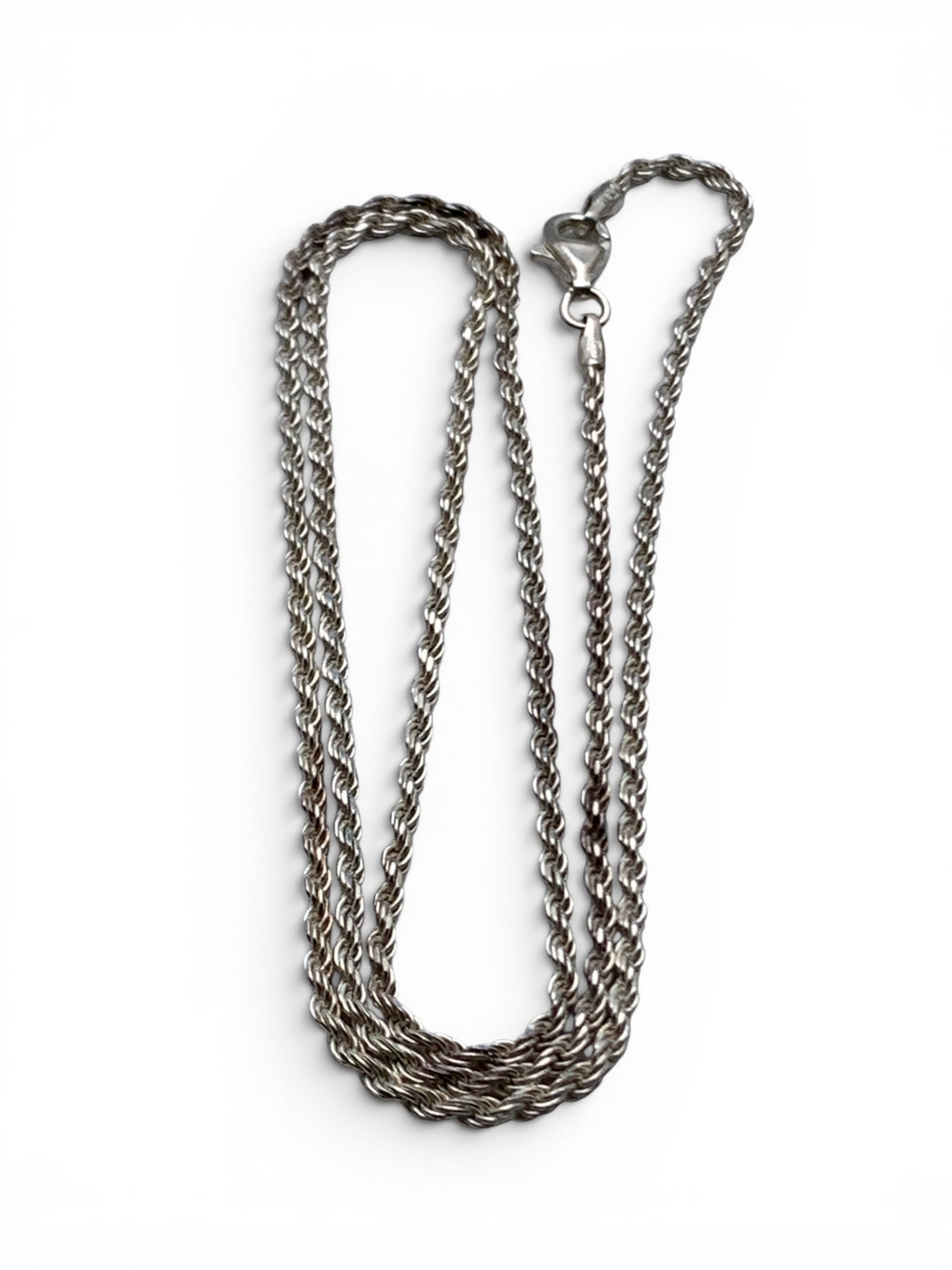 Sterling Silver Italian Rope Style Necklace: Sterling Silver Italian Necklace In A Rope Style Marked: 925 Italy - 20" Long - 6.1 Grams