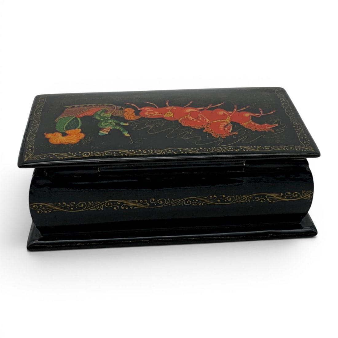 Vintage Russian Black Lacquer Hinged Box - 11