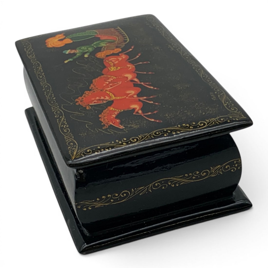 Vintage Russian Black Lacquer Hinged Box - 12
