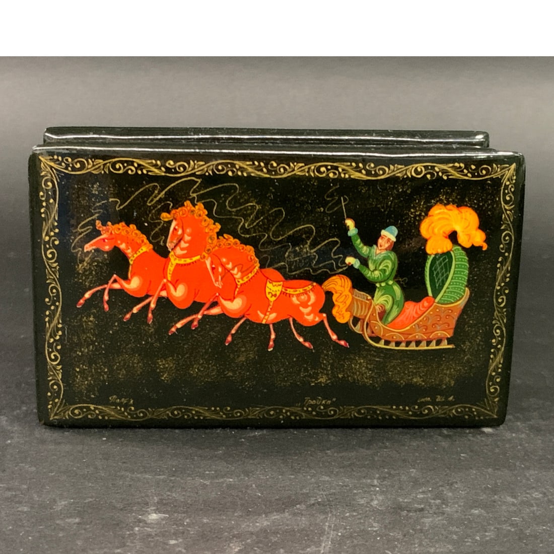 Vintage Russian Black Lacquer Hinged Box (1 of 14)