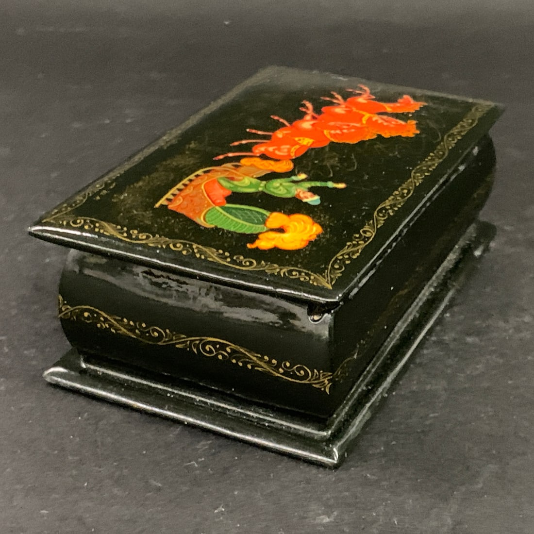 Vintage Russian Black Lacquer Hinged Box - 3