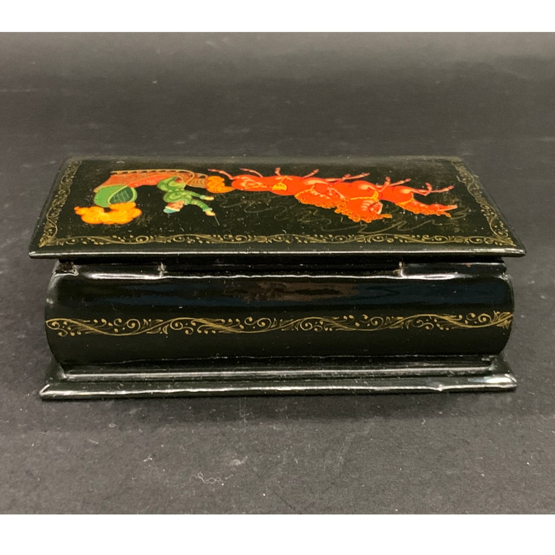 Vintage Russian Black Lacquer Hinged Box - 4