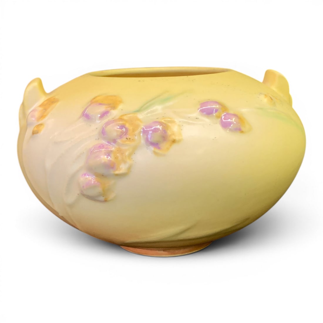 Vintage Roseville Ixia Pottery Vase: Vintage Roseville Yellow Ceramic Pottery Vase In The Ixia PatternMarked On Bottom: Roseville4 1/8" Tall