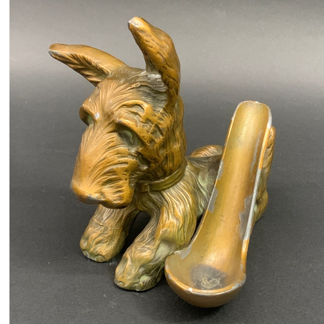 Vintage Scottie Dog Pipe Stand: Copper Finish. 4.75" Tall.
