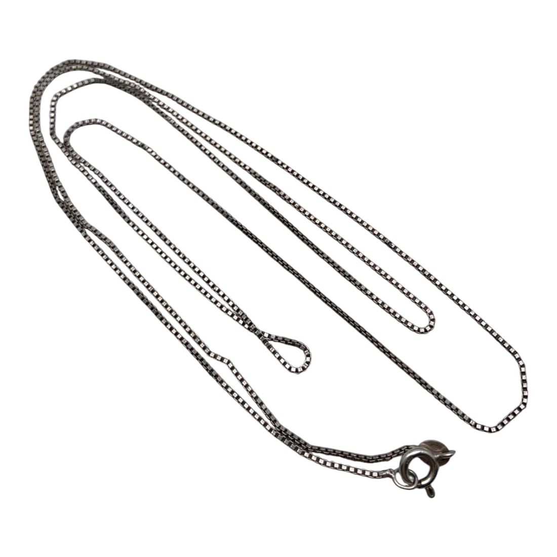 Sterling Silver Box Chain Necklace: Sterling Silver Italian Necklace In A Box Chain Style Marked 925 - 30" Long - 4.2 Grams