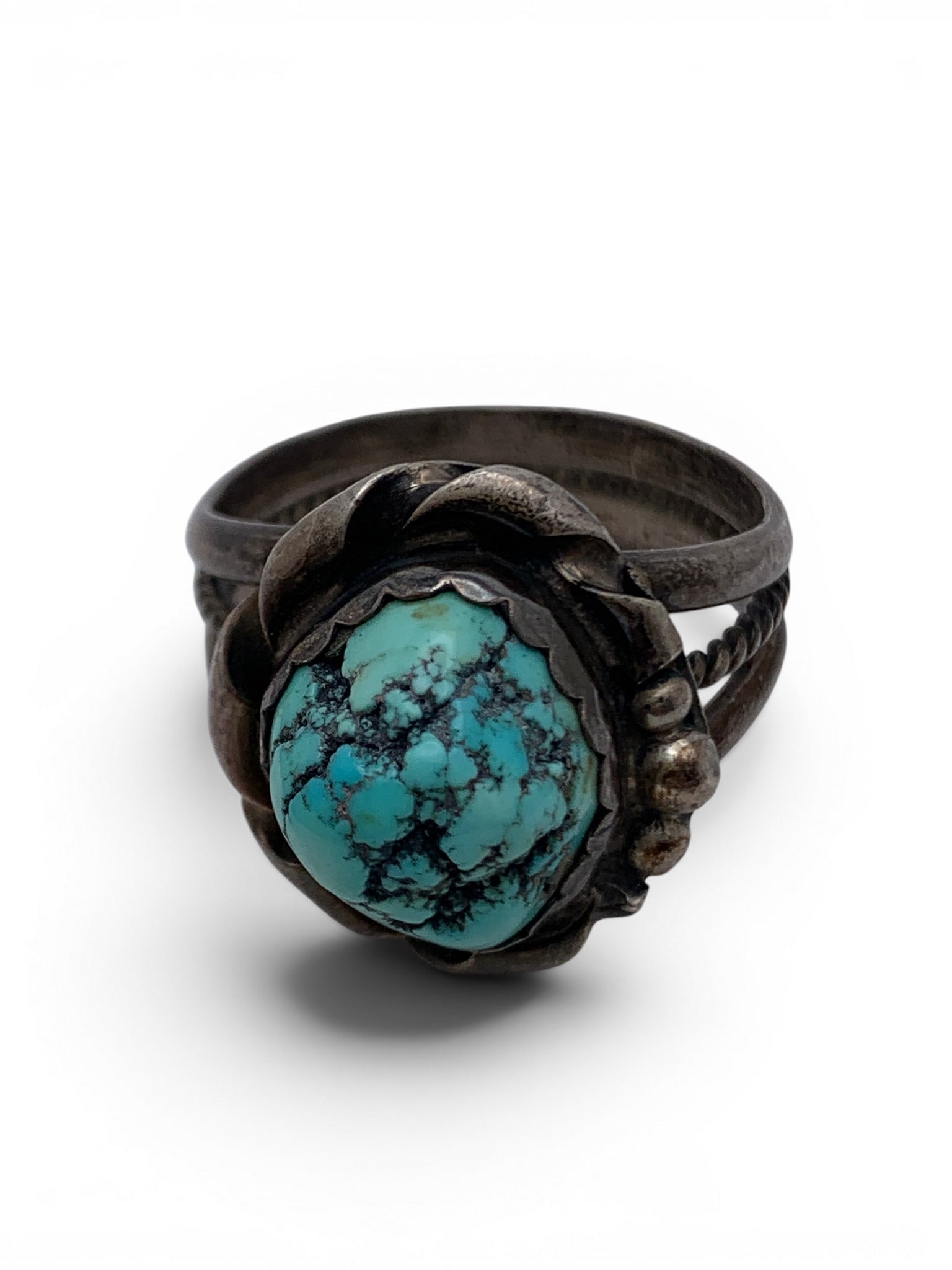 Vintage Silver & Turquoise Chunk Ring - 2