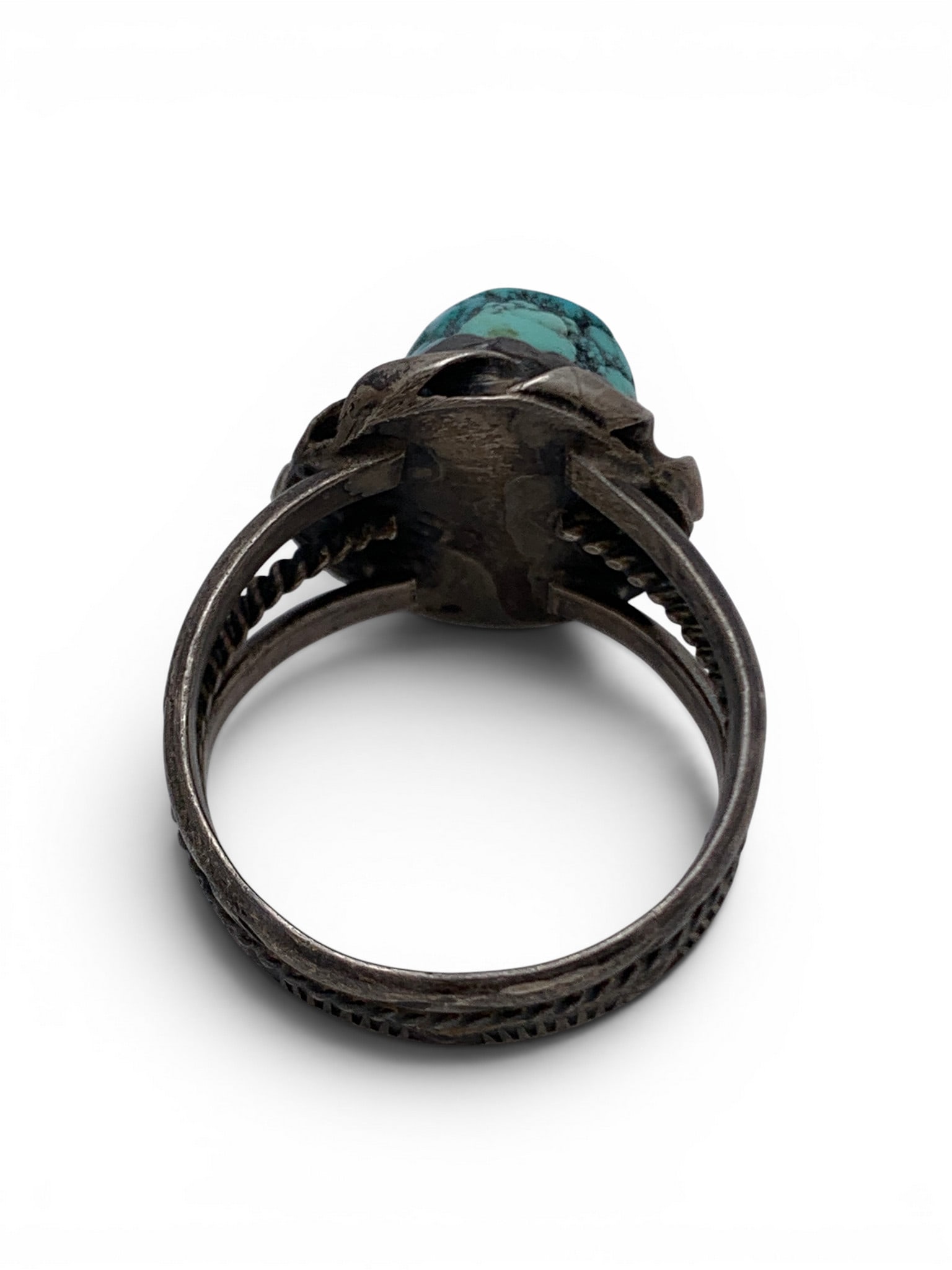 Vintage Silver & Turquoise Chunk Ring - 4