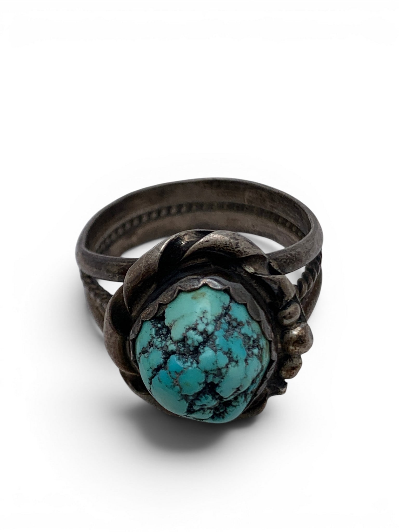 Vintage Silver & Turquoise Chunk Ring - 6