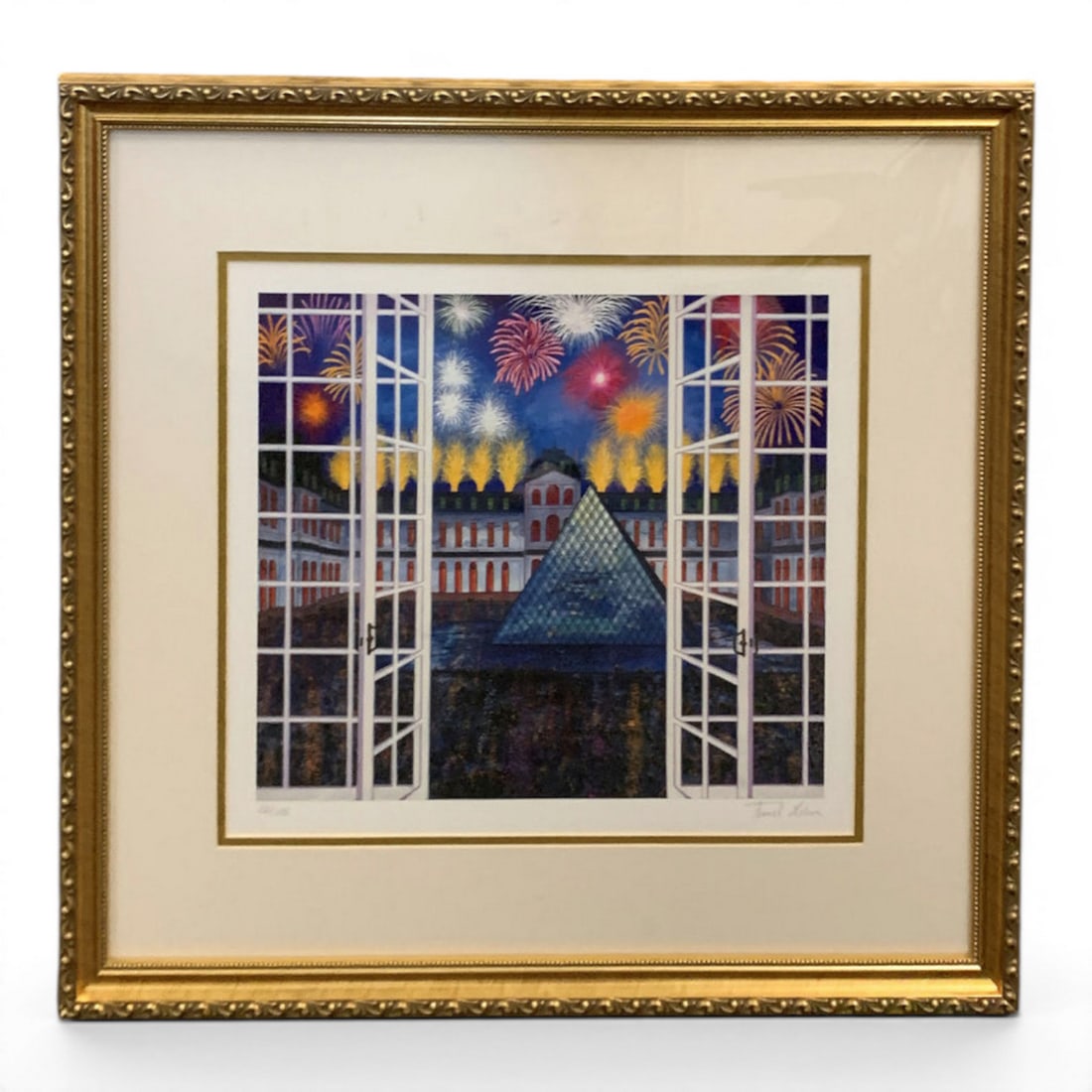 Framed Giclee On Paper, Pyramid Du Louvre: Framed Giclee On Paper Titled Pyramid Du Louvre By Artist Fanch LedanPencil Signed Lower Left And Right: 250/395, Fanch Ledan23" X 25"Includes Certificate Of Authenticity By Carnival Fine Arts