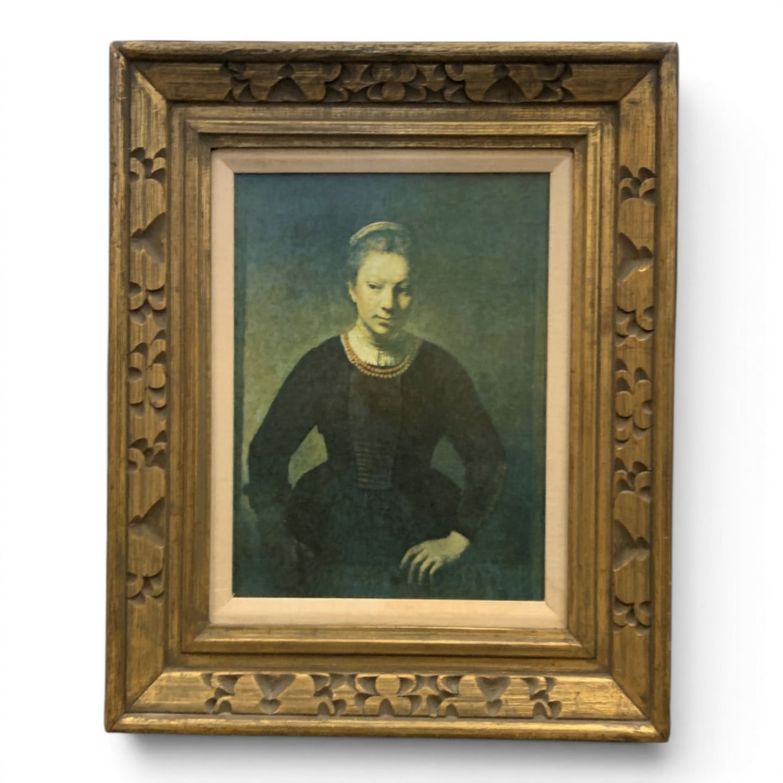 Framed Print On Canvas By Rembrandt: Framed Print On Canvas By Rembrandt Titled Young Woman At An Opera Half-door22" X 19"