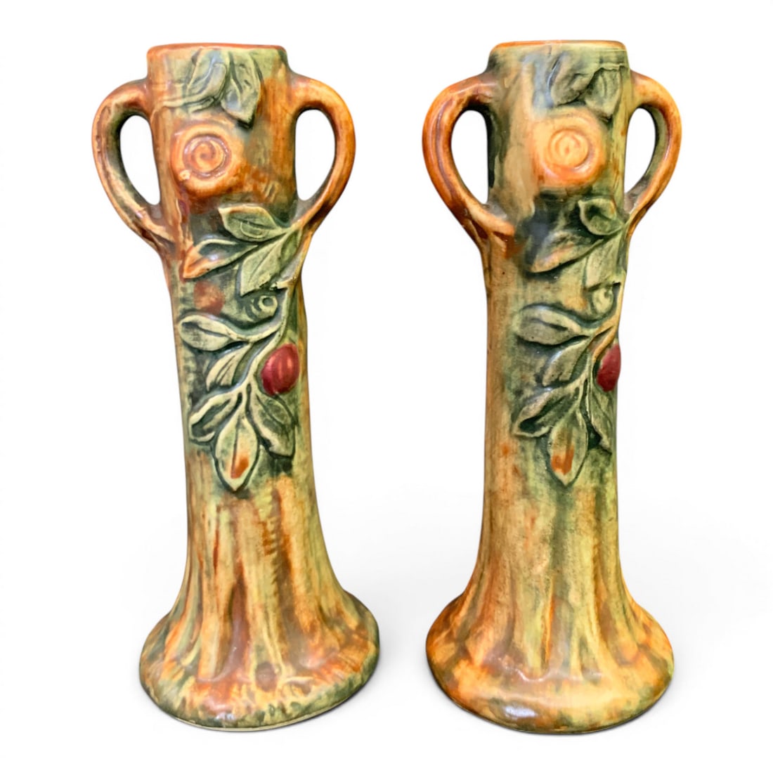 Pair Of Weller Pottery Woodcraft Line Bud Vases (1 of 9)
