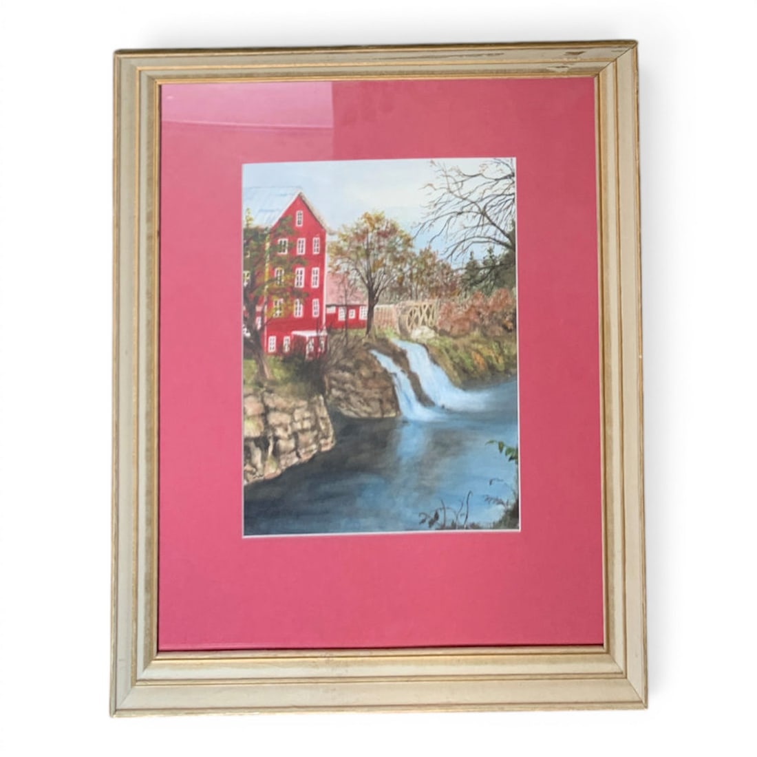 Framed Watercolor Print Of Historic Red Mill: Framed Watercolor Print Of Historic Red MillSigned Middle Left: 96, Parks22 1/2" X 18 1/4"