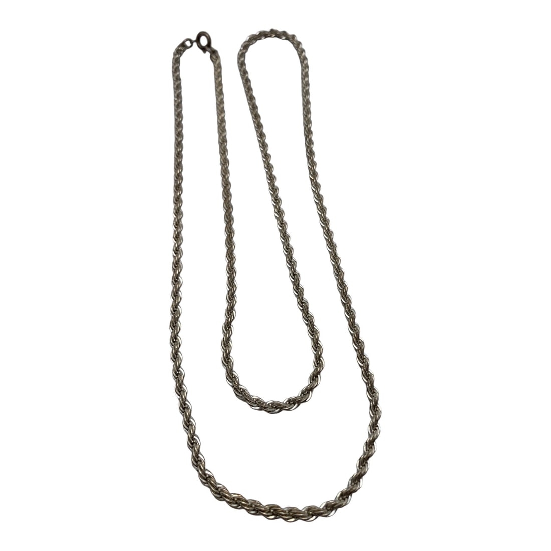 Sterling Silver Rope Style Necklace: Sterling Silver Necklace In A Rope Style Marked 925 - 24 3/8" Long - 18.5 Grams