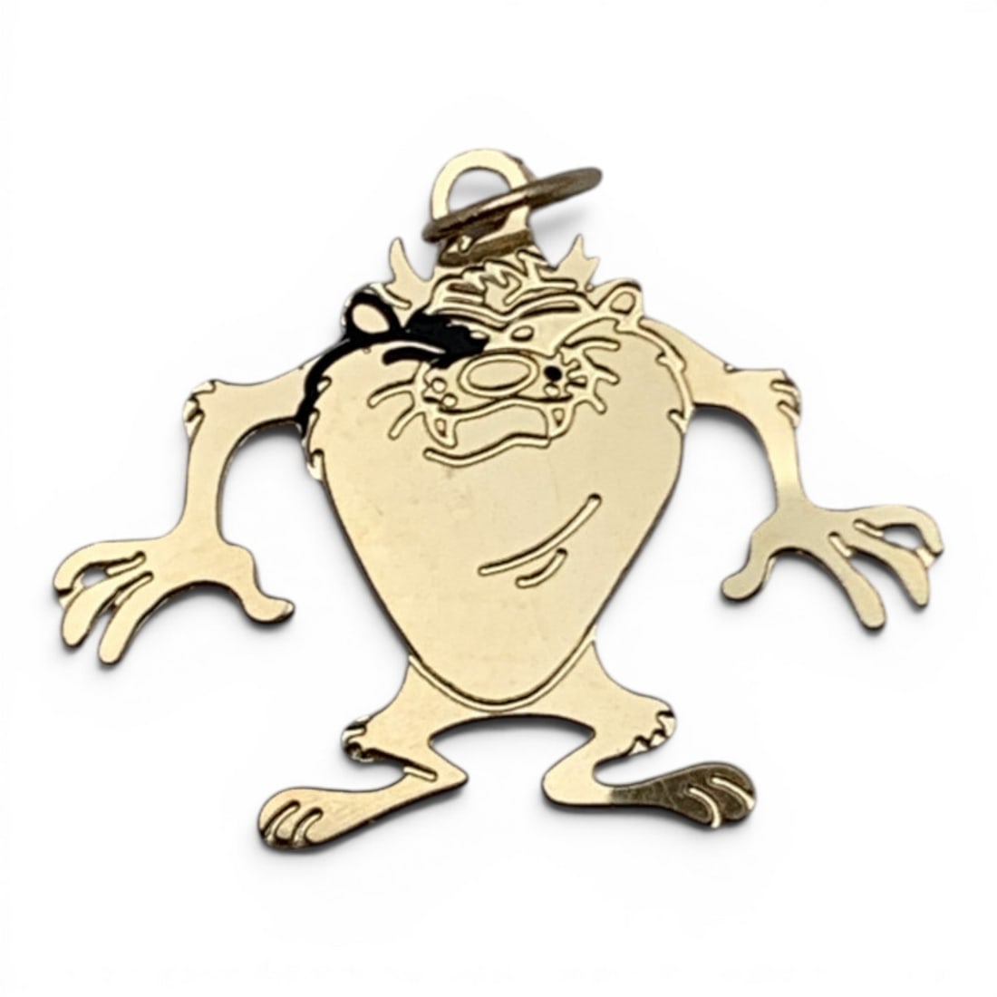 14k Yellow Gold Tasmanian Devil Pendant: 14k Yellow Gold Tasmanian Devil Cartoon Character Pendant Marked: 14k - 1" Long - 0.4 Dwt
