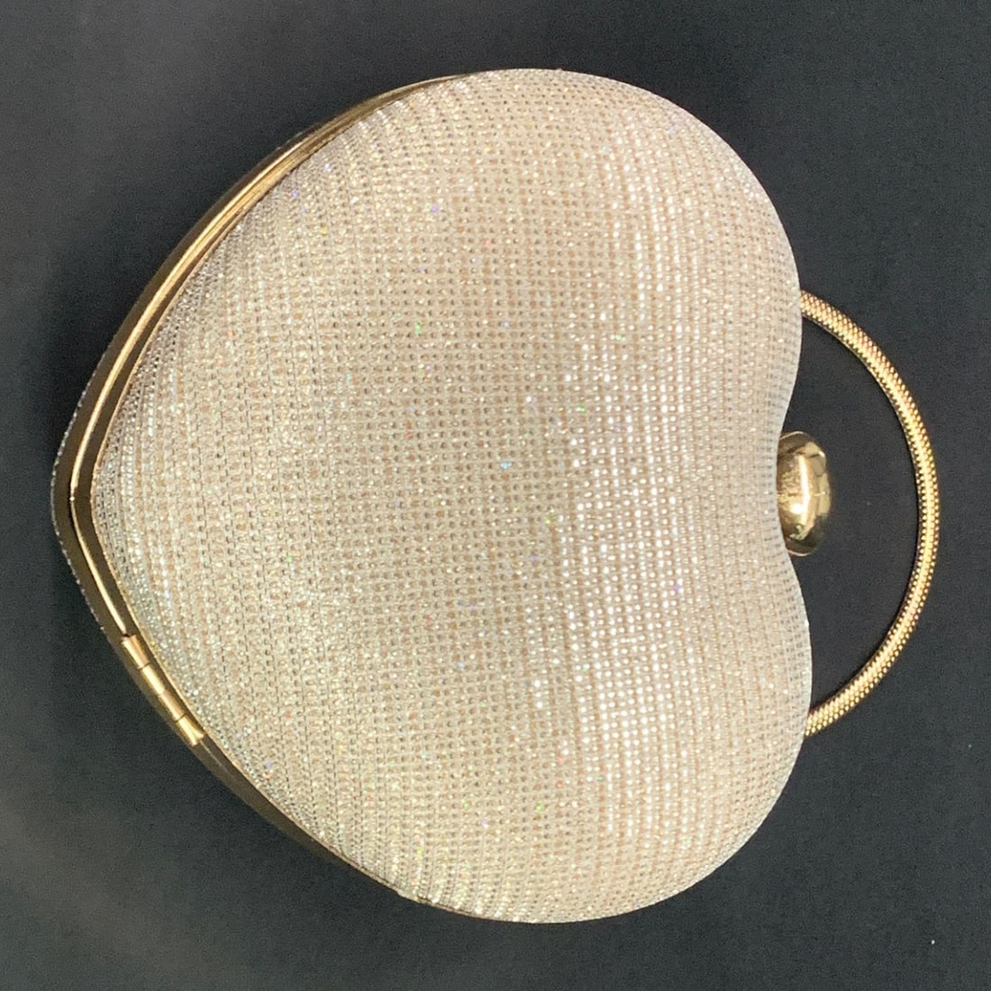 Sparkle Gold Tone Heart Shaped Evening Clutch: Sparkle Gold Tone Heart Shaped Evening Clutch10 1/4" Long