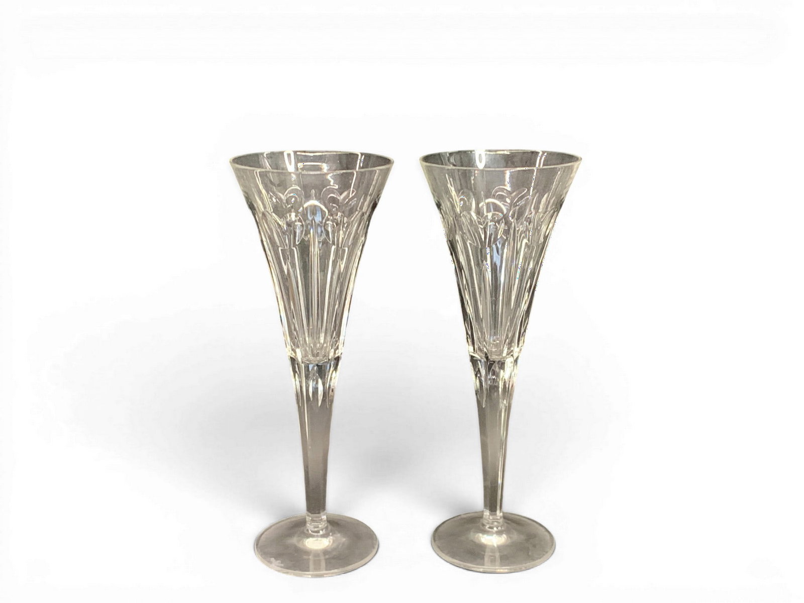 2 Waterford Crystal Millenium Champagne Flutes: Waterford Crystal Millenium Champagne Flute In The "love" PatternMarked On Bottom: Waterford9 1/4" TallIncludes Box