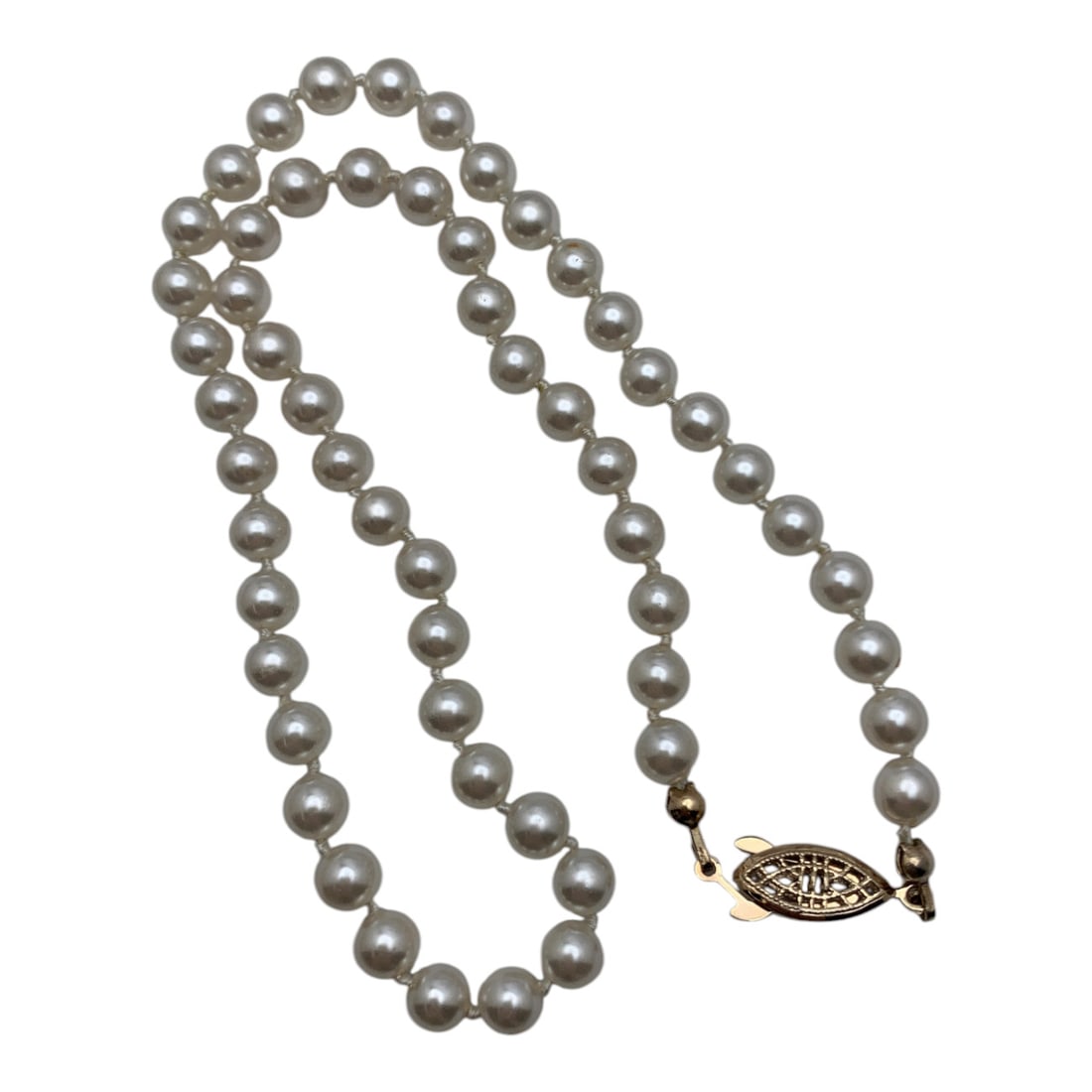Faux White Pearl Necklace - 2