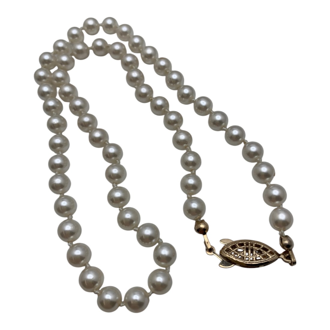 Faux White Pearl Necklace - 3