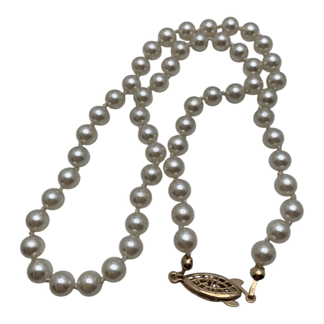 Faux White Pearl Necklace - 4