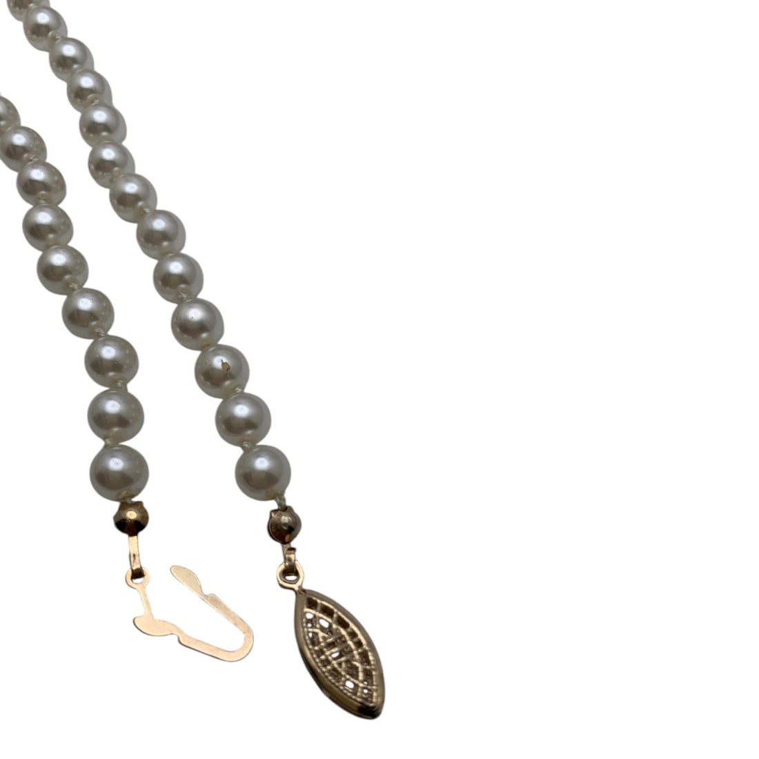 Faux White Pearl Necklace - 5