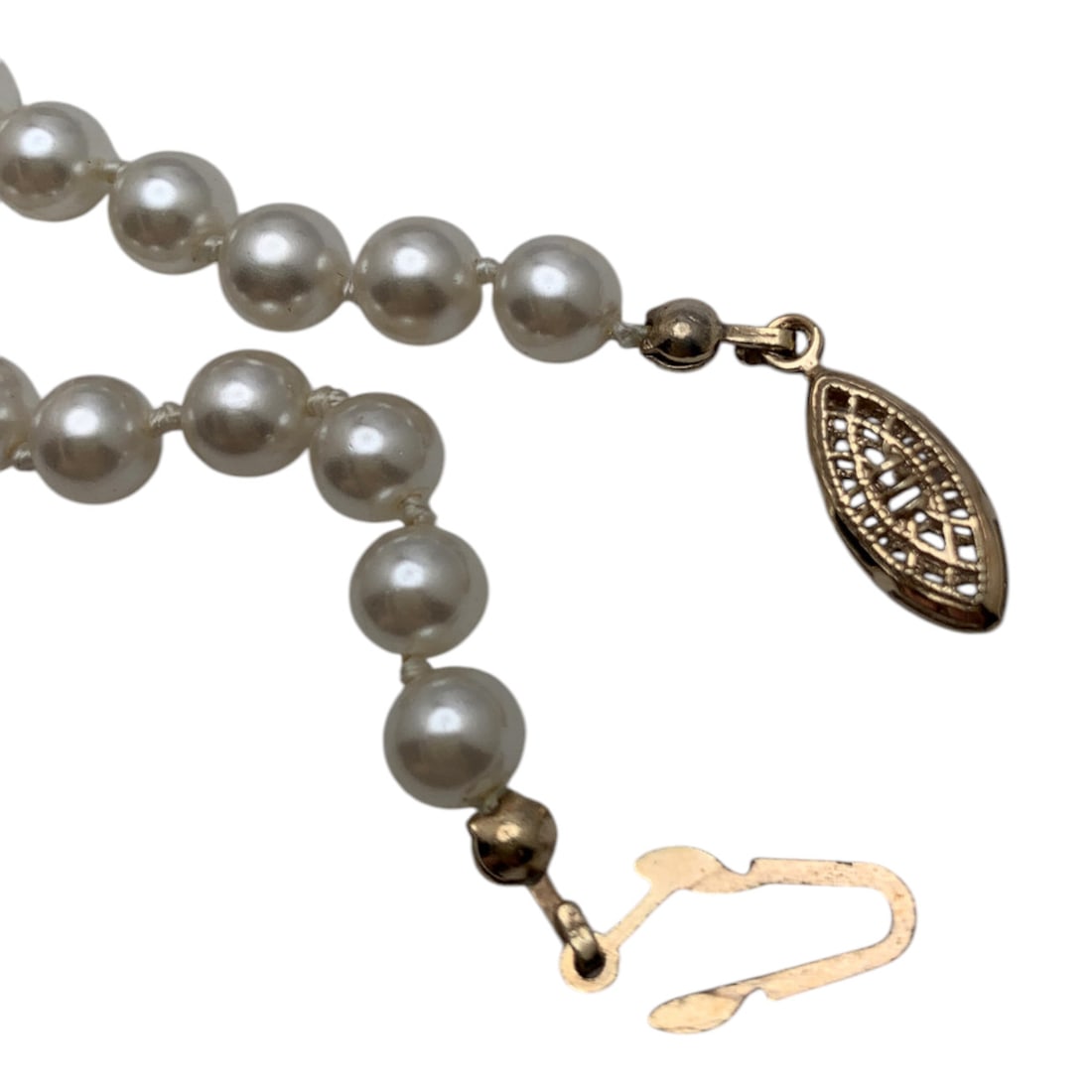 Faux White Pearl Necklace - 6