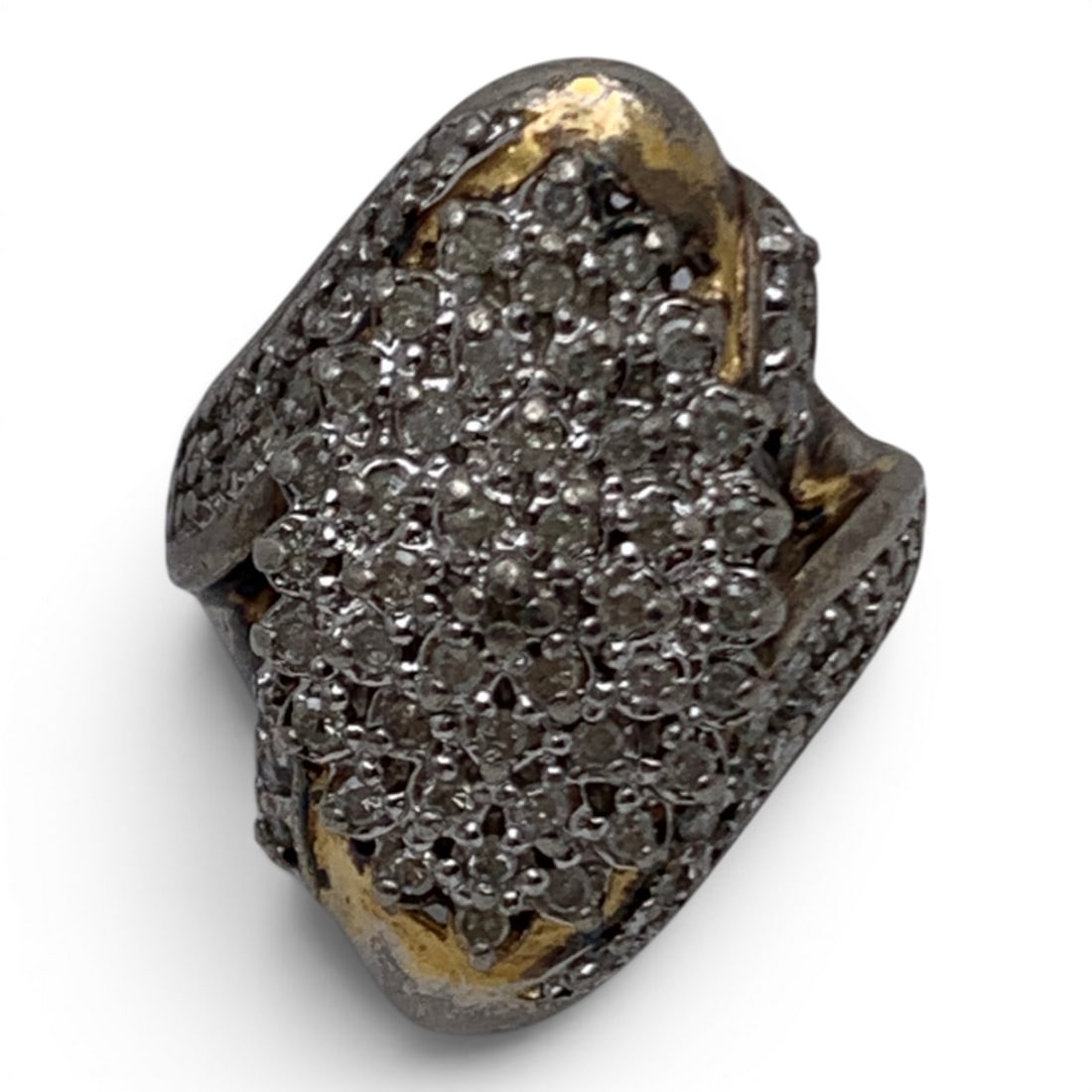 Sterling Silver & White Diamond Cluster Ring - 2