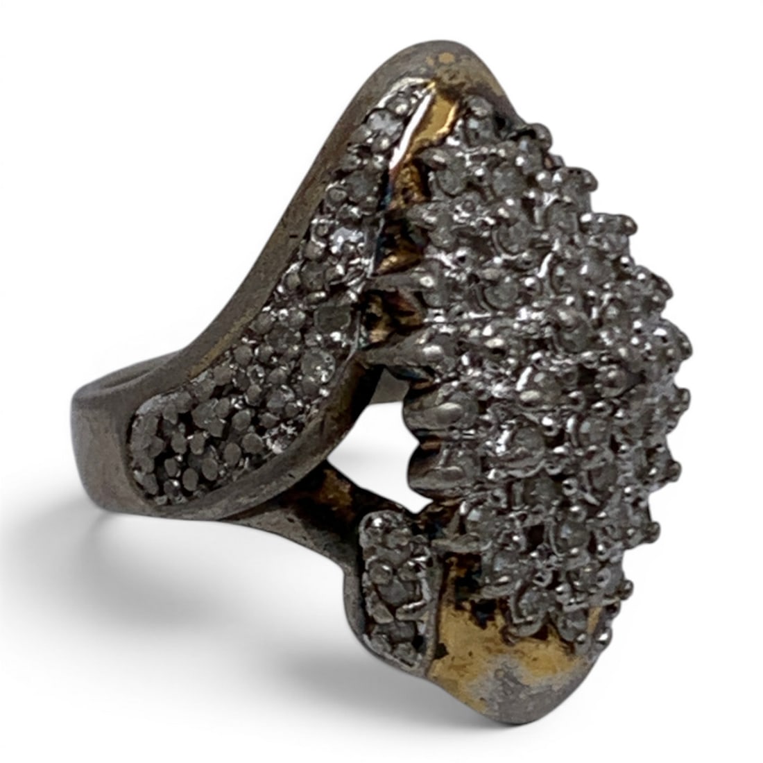 Sterling Silver & White Diamond Cluster Ring - 3