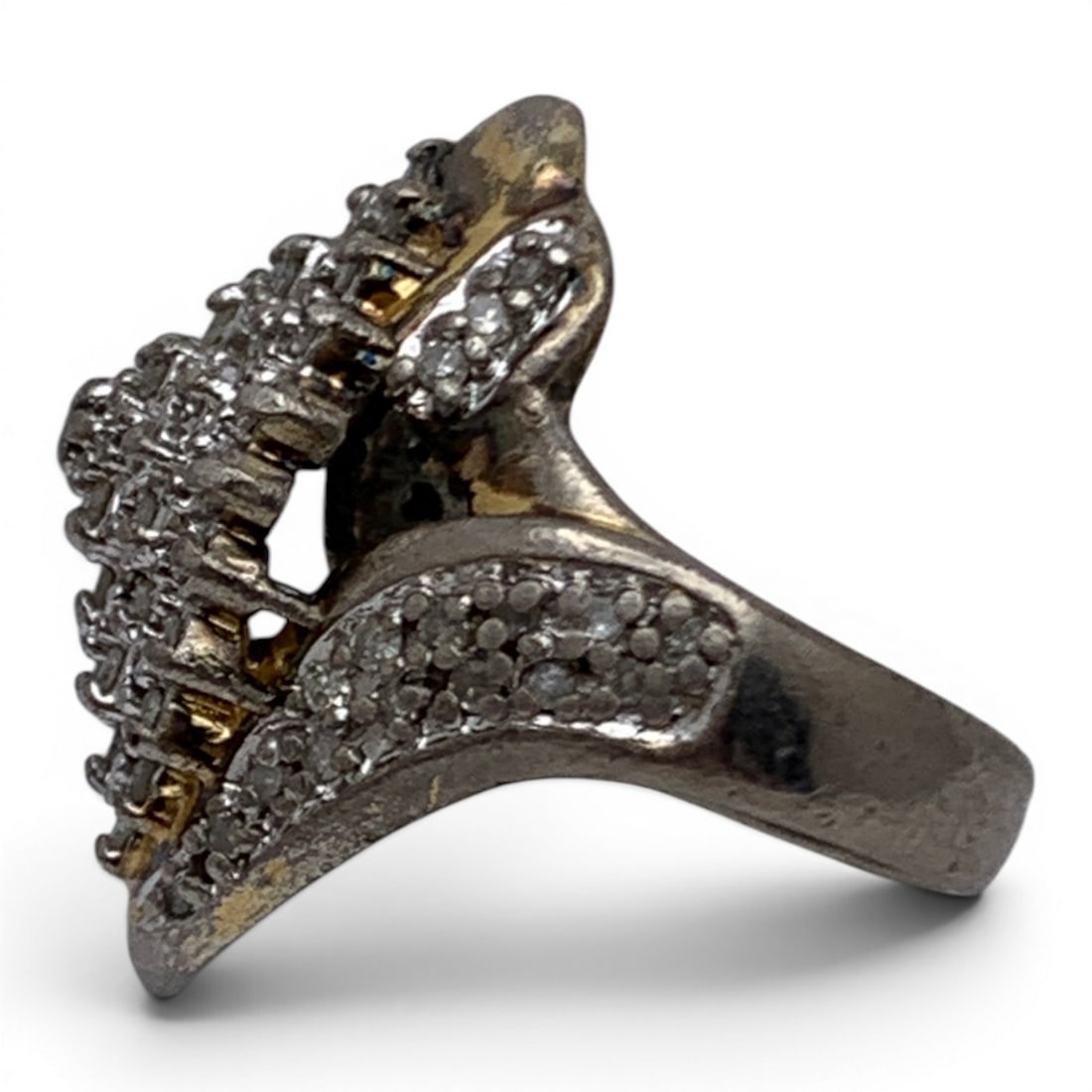 Sterling Silver & White Diamond Cluster Ring - 5
