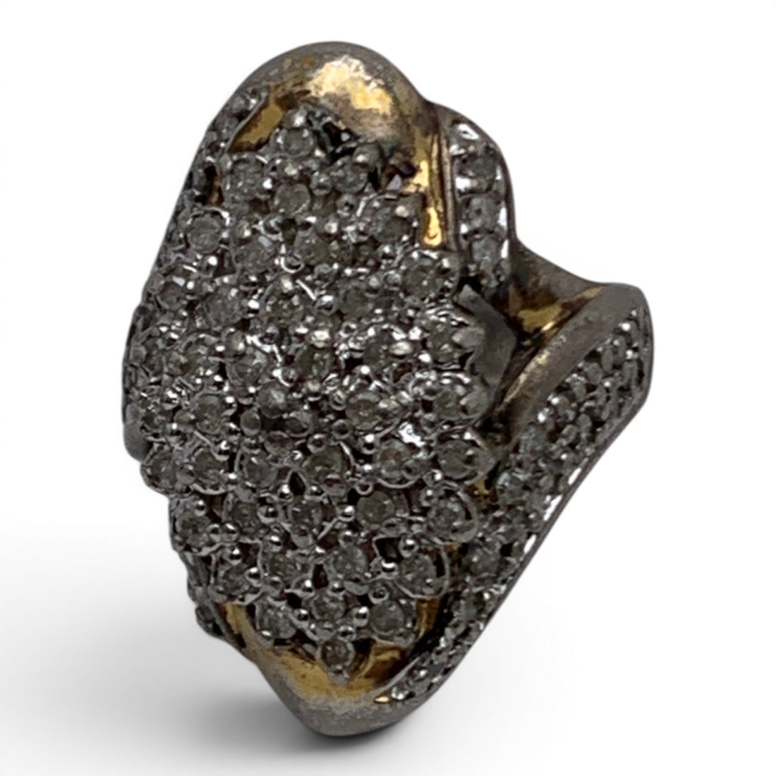 Sterling Silver & White Diamond Cluster Ring - 6
