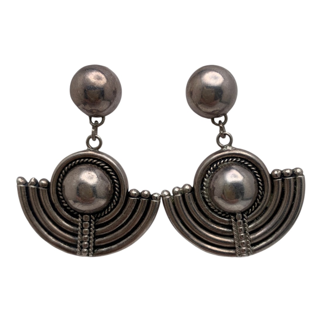 Pair Of Sterling Silver Dangle Earrings: Pair Of Sterling Silver Dangle Earrings Marked 925 - 1 3/4" Long - 14.5 Grams