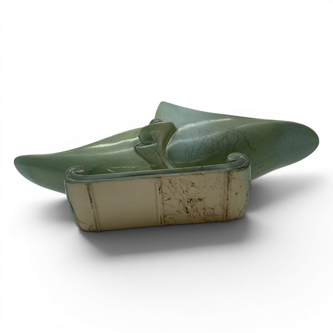 Hull Pottery Parchment And Pine Console Planter - 9