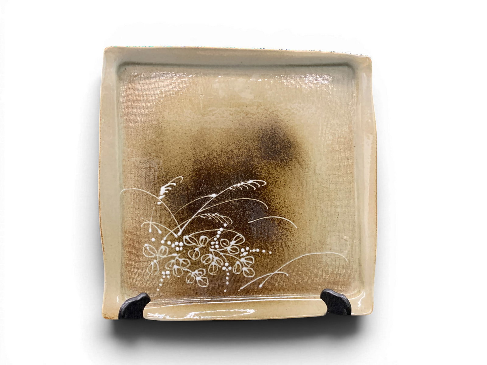 Ceramic Cream Colored Square Tray - 9