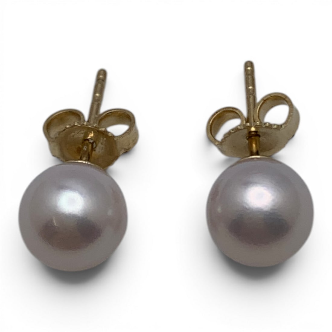 Pair Of 14k Yellow Gold & White Pearl Earrings: Pair Of 14k Yellow Gold Earrings Featuring A White PearlTests 14k - 1/4" Diameter - 1.3 Dwt