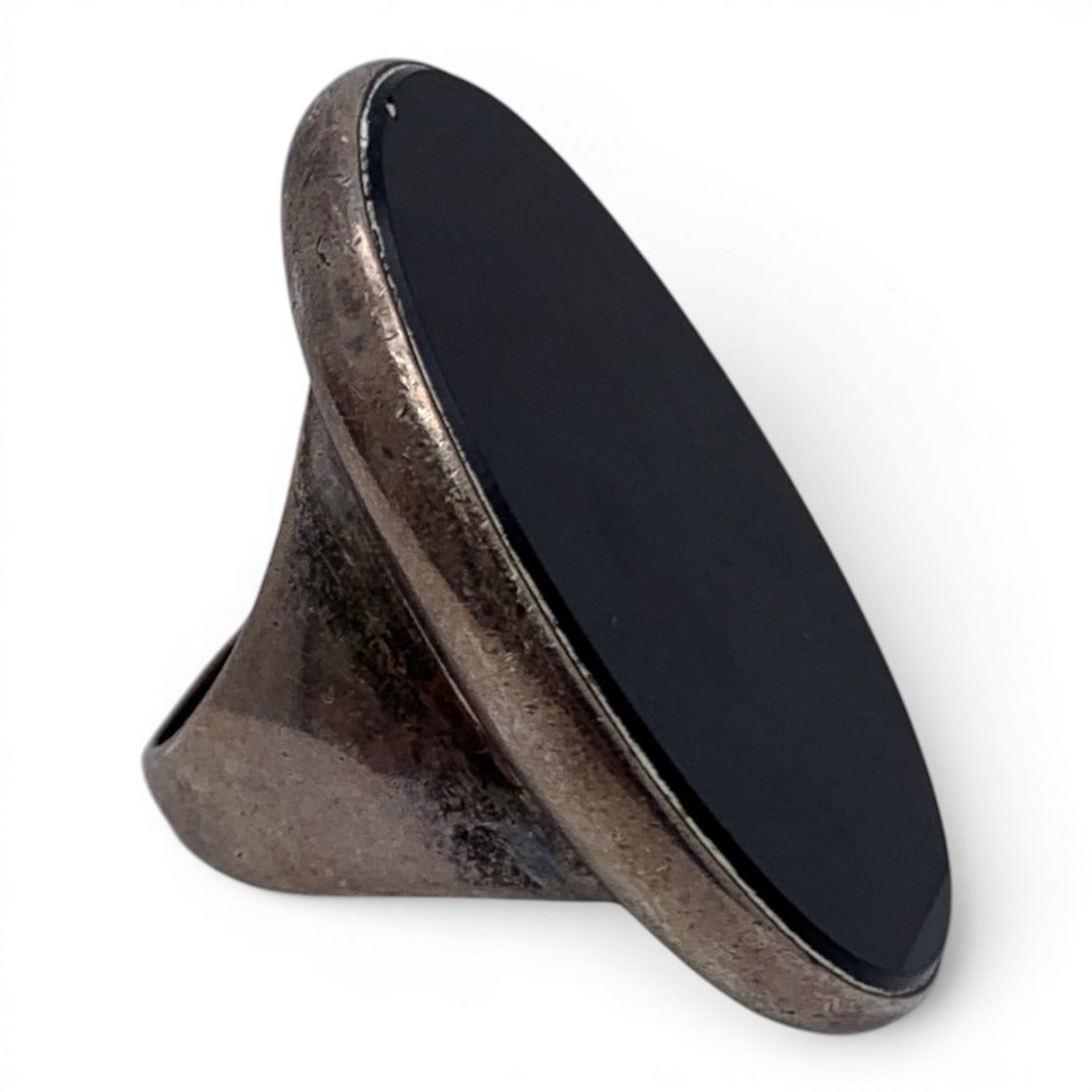 Vintage Silver & Black Onyx Ring - 3
