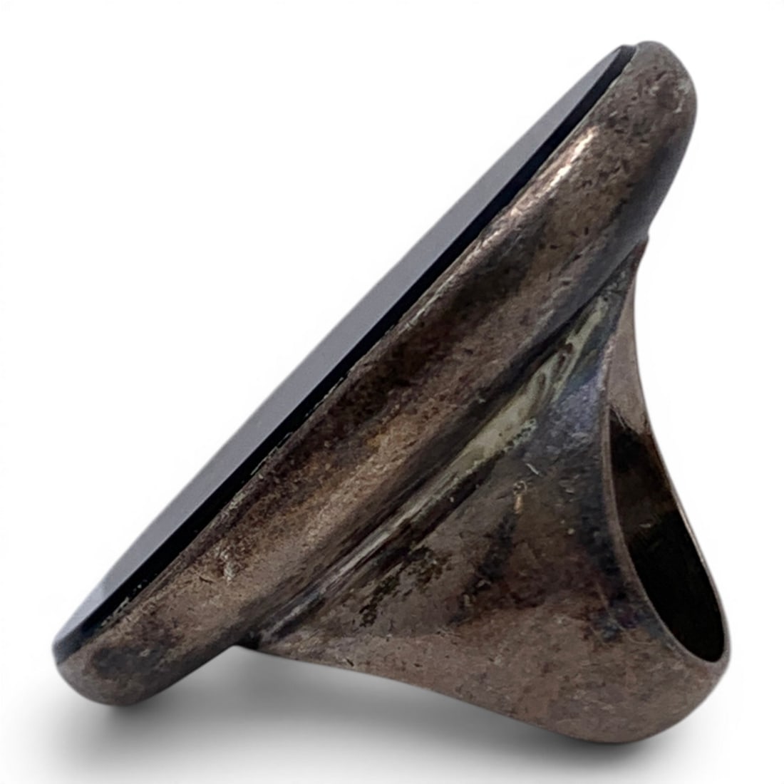 Vintage Silver & Black Onyx Ring - 5