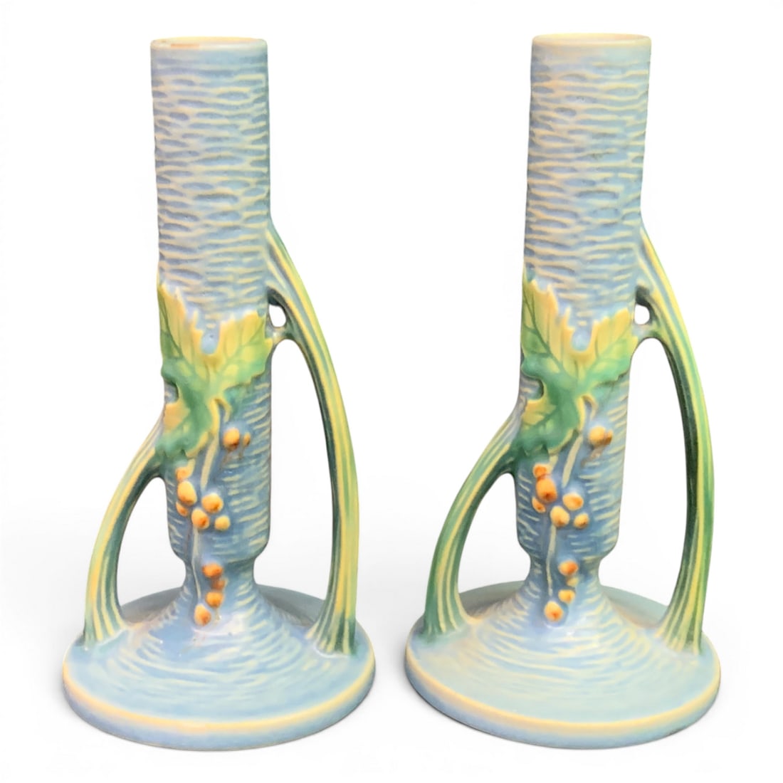 Pair Of Vintage Roseville Bushberry Bud Vases (1 of 10)