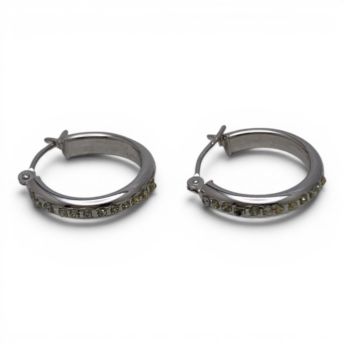 Pair Of 14k White Gold Hoop Earrings: Pair Of 14k Yellow Gold Hoop Earrings Marked 10k - 5/8" Long - 0.6 Dwt
