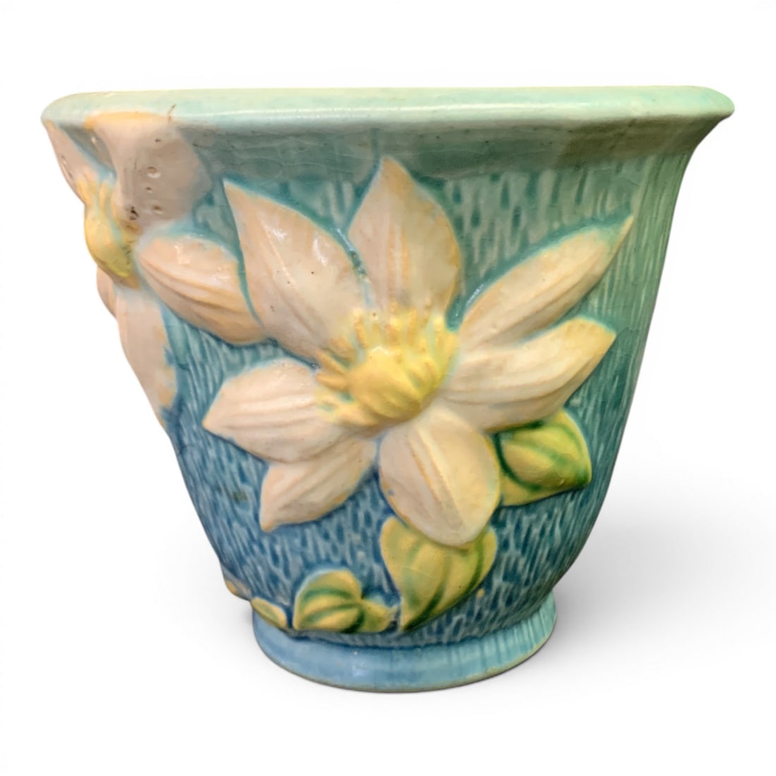 Vintage Roseville Blue Clematis Pottery Vase (1 of 9)