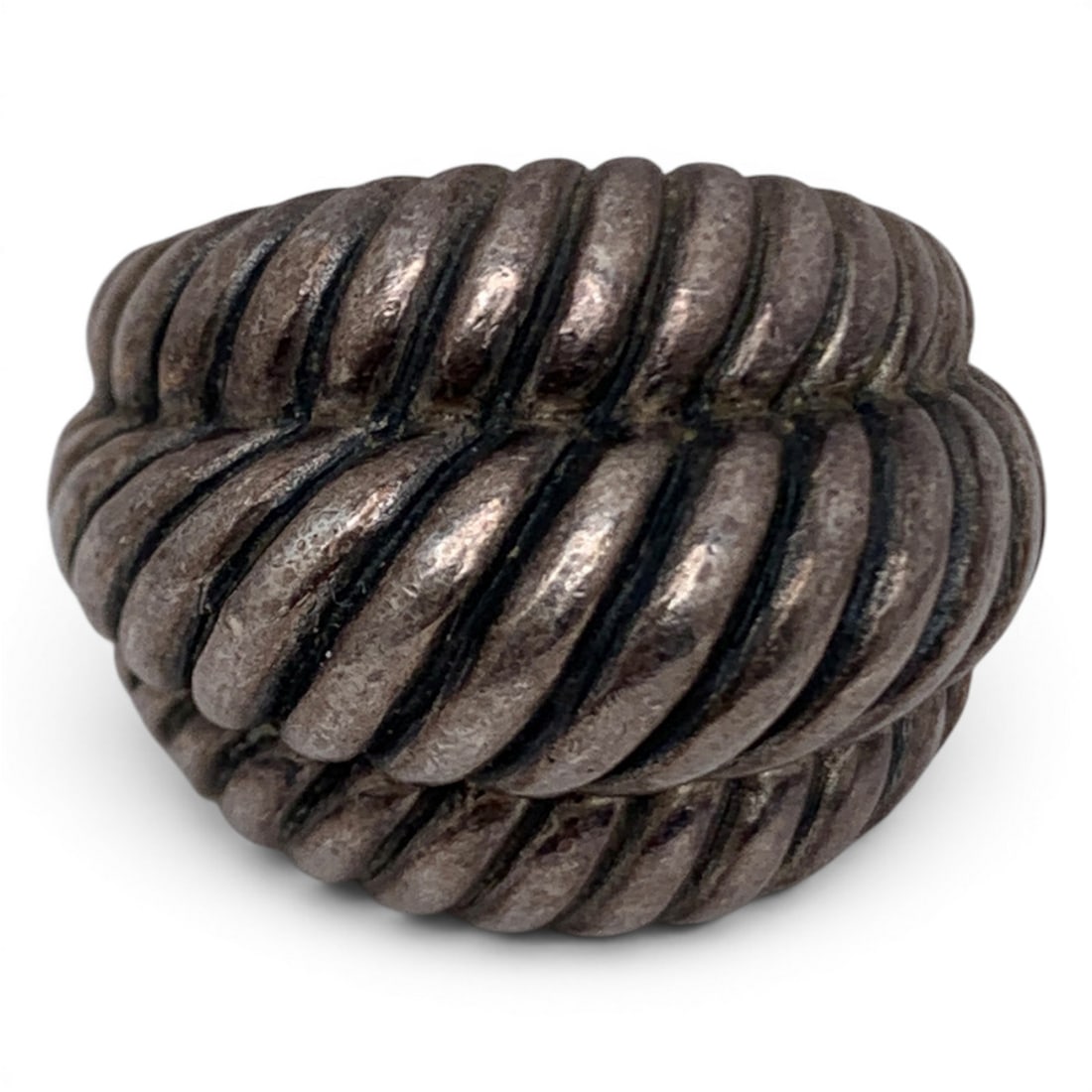 Vintage Sterling Silver Tiered Ring: Vintage Sterling Silver Ring With A Textured Tiered Design Marked 925 - Size 7.5 - 13.4 Grams