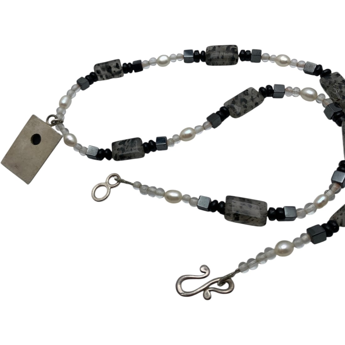 Sterling Silver & Stone Necklace - 6