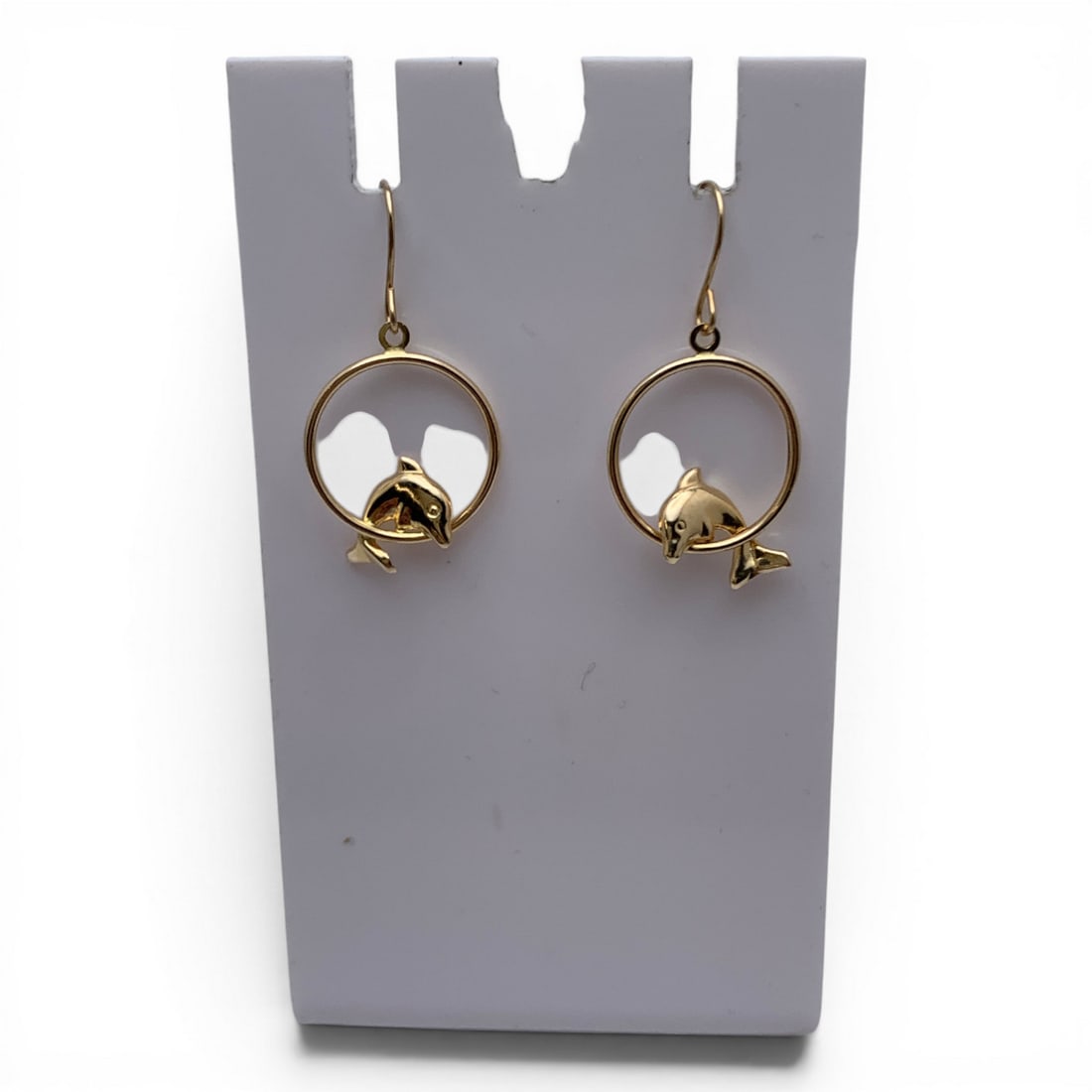 Pair Of 10k Yellow Gold Dolphin Earrings: Pair Of 10k Yellow Gold Earrings Featuring A Dolphin DesignMarked 10k - 1 1/8" Long - 0.4 Dwt