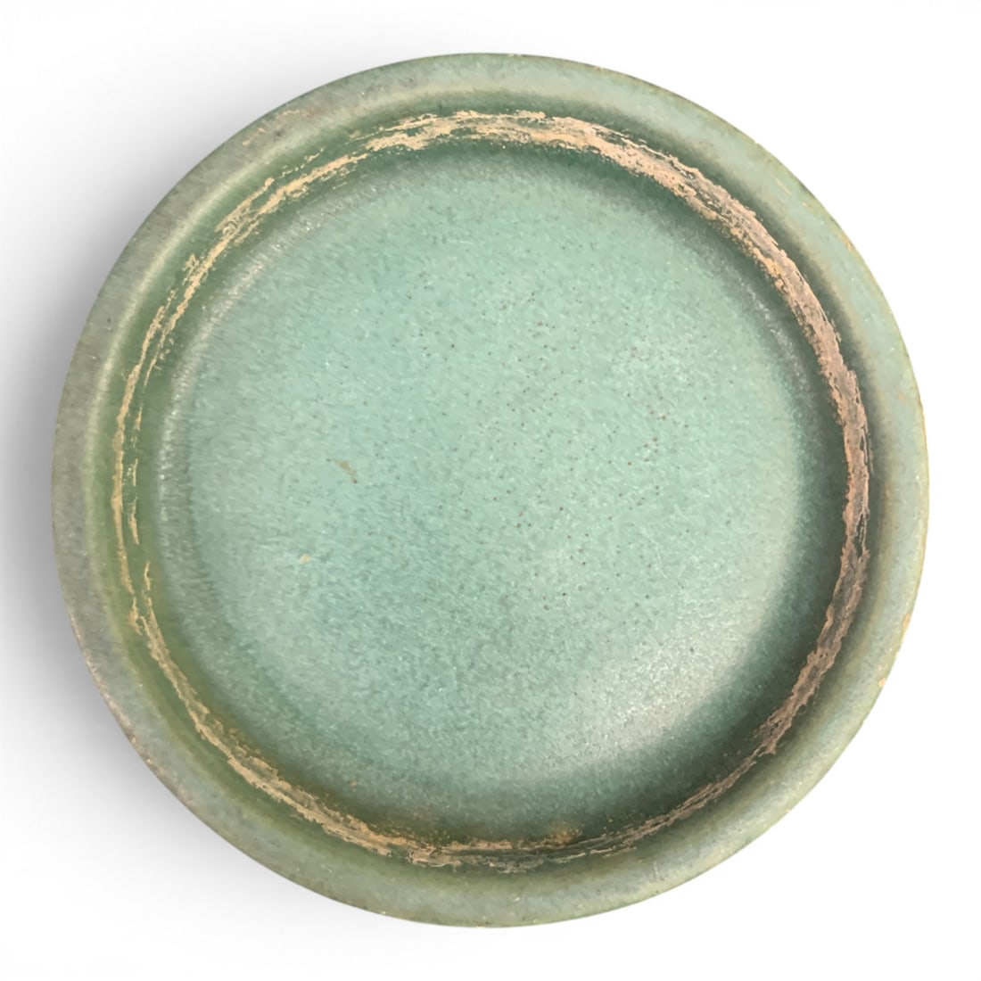 Roseville Pottery Matte Green Tray: Roseville Pottery Matte Green Tray Marked On Bottom: Roseville Usa4 7/8" Diameter