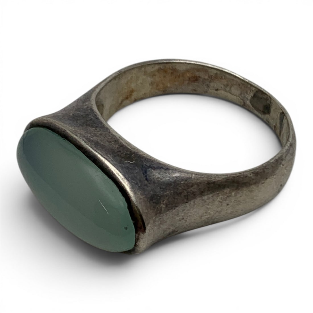 Sterling Silver & Cloudy Stone Ring - 5