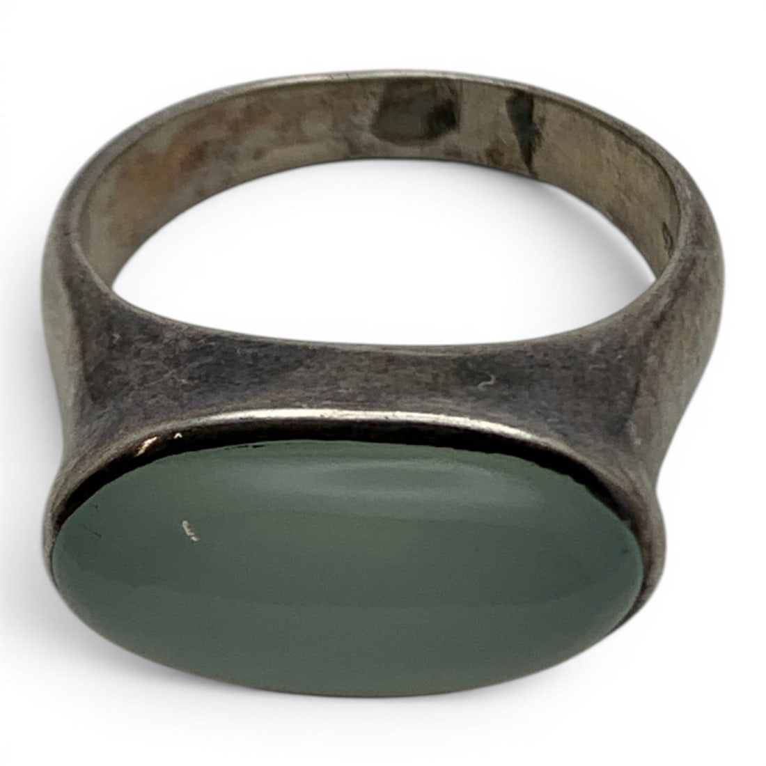 Sterling Silver & Cloudy Stone Ring - 6