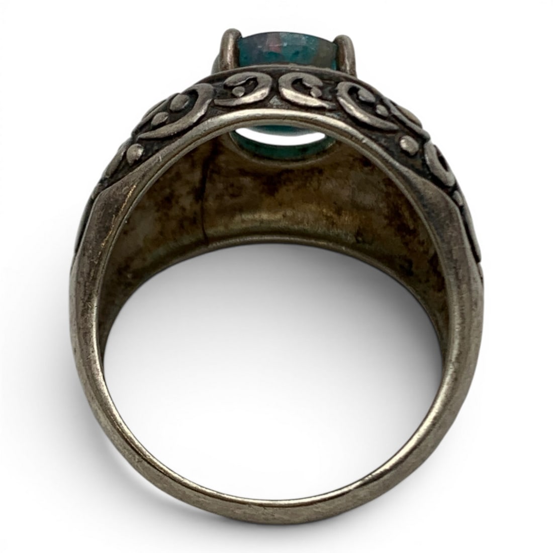 Sterling Silver & Blue Gemstone Ring - 4