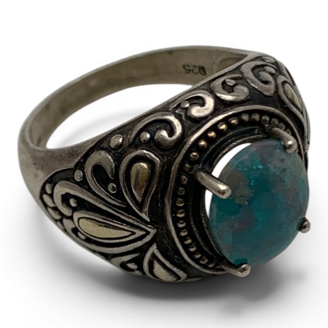Sterling Silver & Blue Gemstone Ring - 5