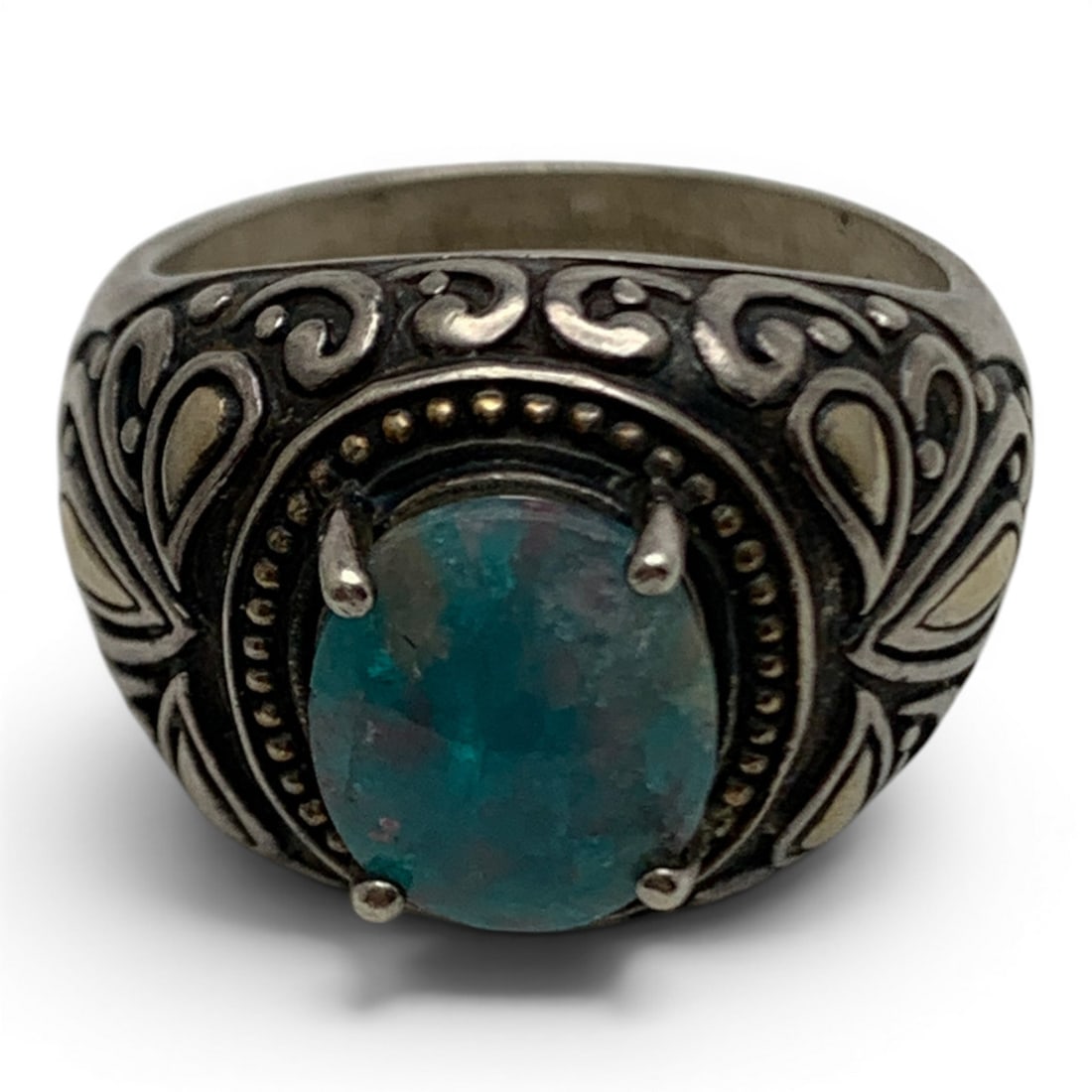 Sterling Silver & Blue Gemstone Ring - 6