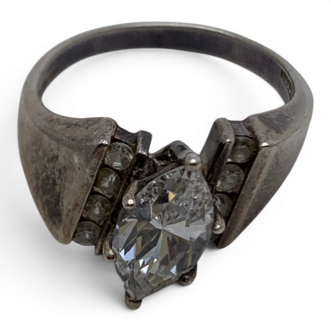Sterling Silver & Clear Stone Ring - 2
