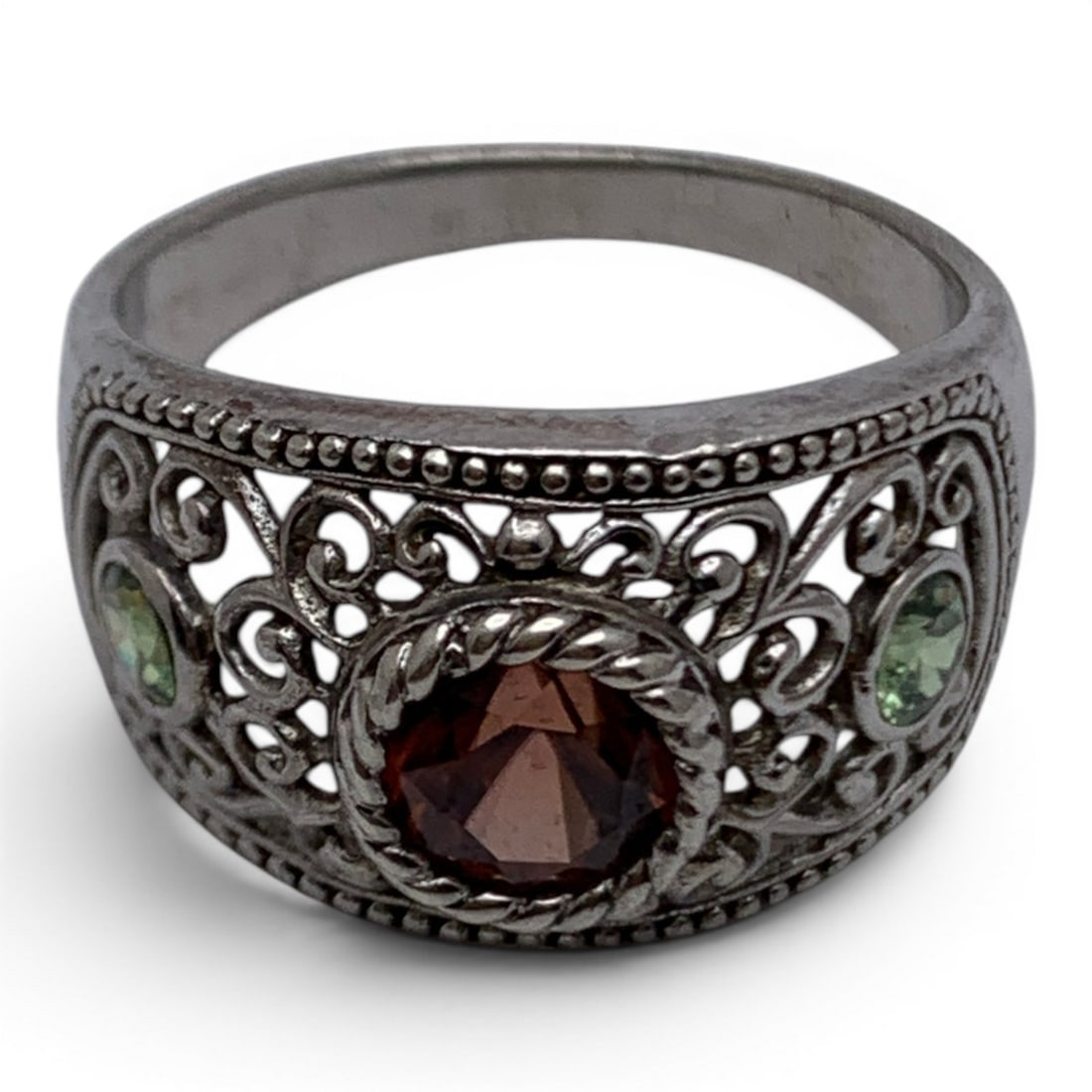 Sterling Silver Ring With Colored Stones - 2