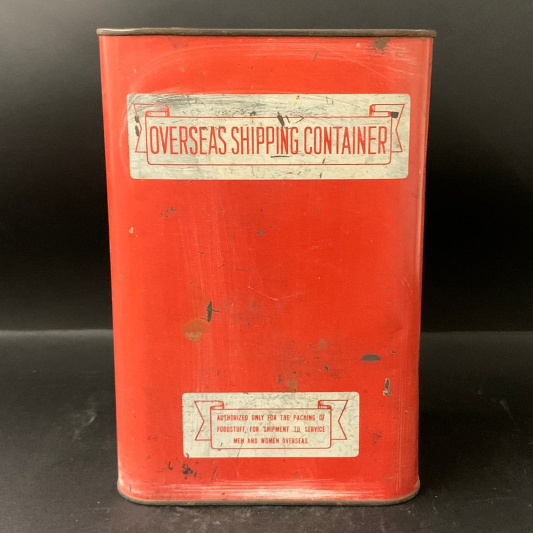 Vintage Red Metal Container - 2